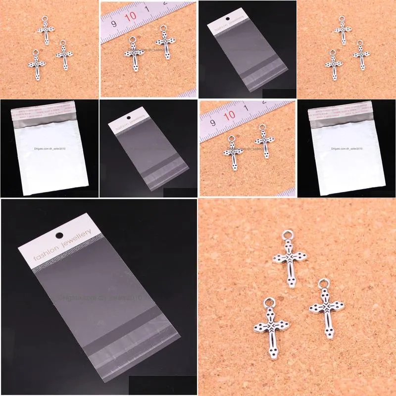 Charms 213Pcs Antique Sier Plated Cross Pendants For European Bracelet Jewelry Making Diy Handmade 15X7Mm Drop Delivery Findings Compo Dhqfj