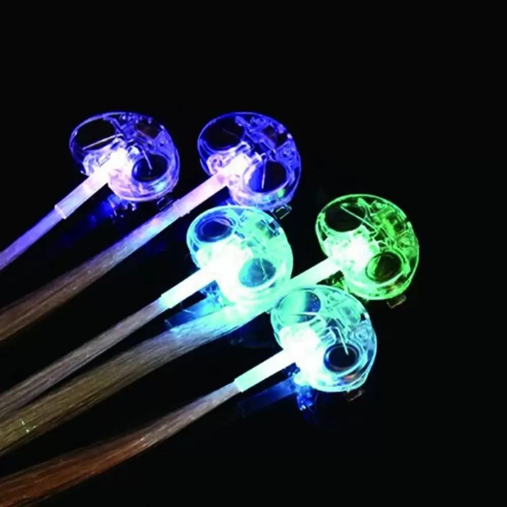 Hair Braided Clip Hairpin Colorful LED Glowing Flash Wigs Halloween Show New Year Party Christmas Decor Supplies