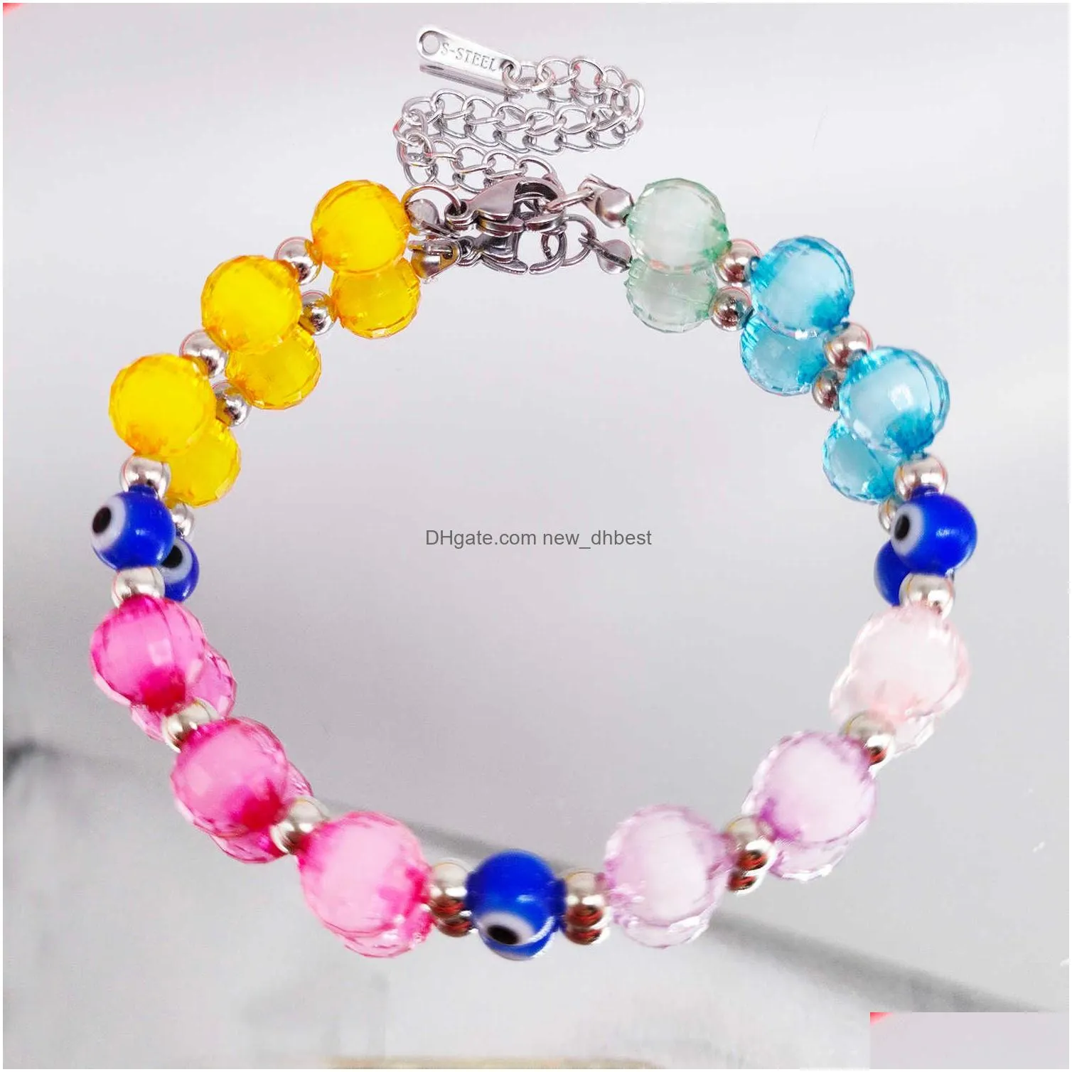 Charm Bracelets 2023 New Bling Colorf Bead Ins Boho Black White Crystal Acrylic Charms Fashion Bohemin Jewelry Gifts For Women Ladies Dh2La