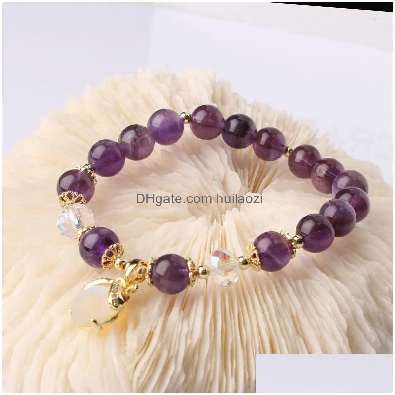 charm bracelets korean style bracelet for women elastic amethyst lover girlfriend gift peanut metal pendant girl