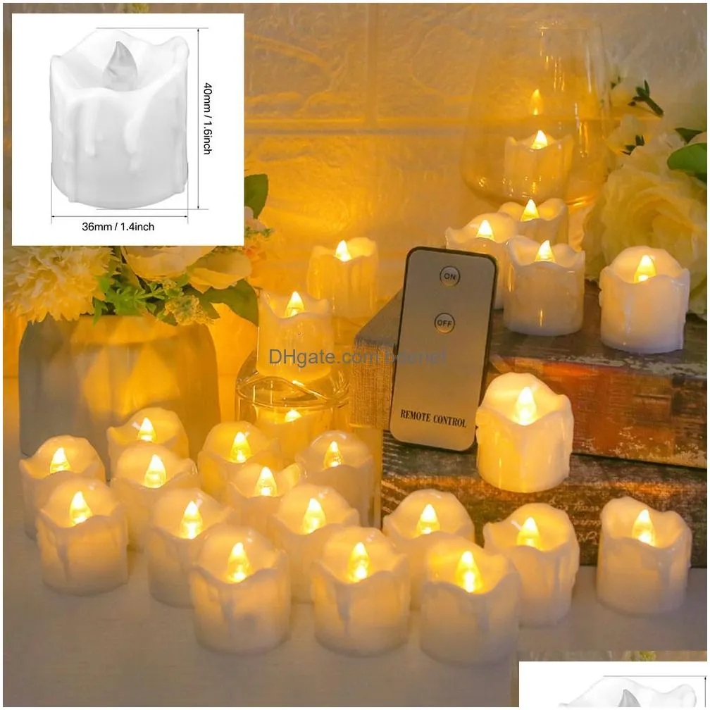 Candles 24Pcs Flickering Led Candle Tealights Noremoteremote Control Flameless With Battery For Wedding Home Christmas Decors 230919 Dhtwb