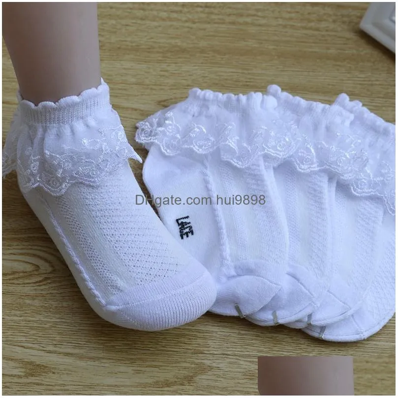 kids short socks cotton lace ruffle princess mesh sock for infant baby girls boys children white pink blue little girl socks