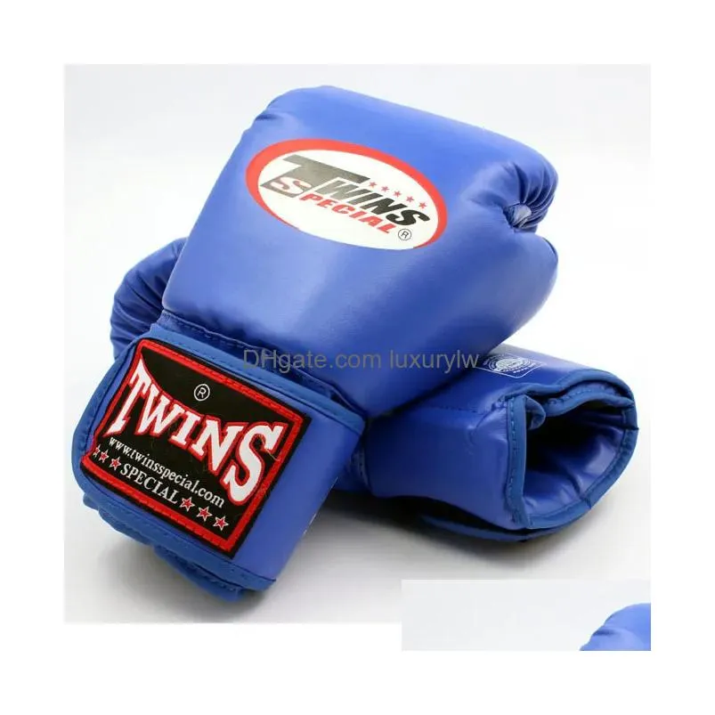 Protective Gear 8 10 12 14 Oz Twins Gloves Kick Boxing Leather Pu Sanda Sandbag Training Black Men Women Guantes Muay Drop Delivery Sp Dh3Qn
