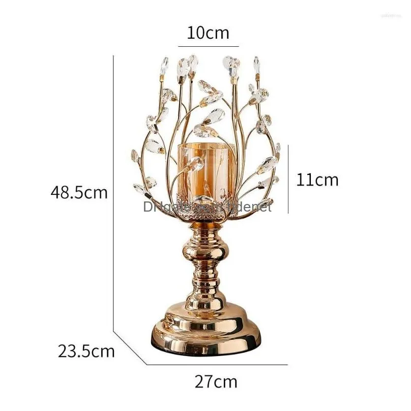 Candle Holders Crystal Glass Holder Post-Modern Home Decor Metal Candlestick Golden Office Desk Ornaments Luxury Decoration Gift Drop Dhihn