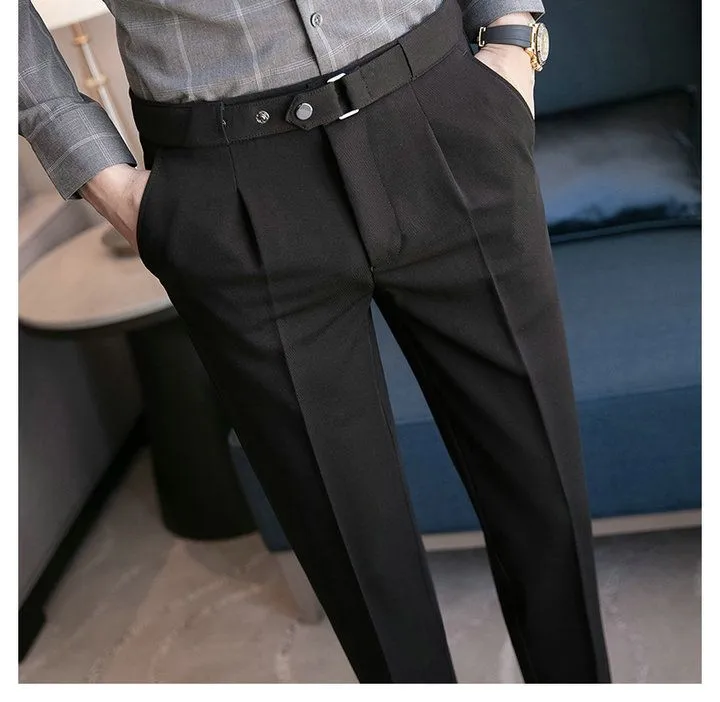 Pants 9 Part Pants For Men Pleated Pants Korean Fashion Ankle Length Streetwear Casual Pant Men`s Formal Trousers Slacks Chinos 2022