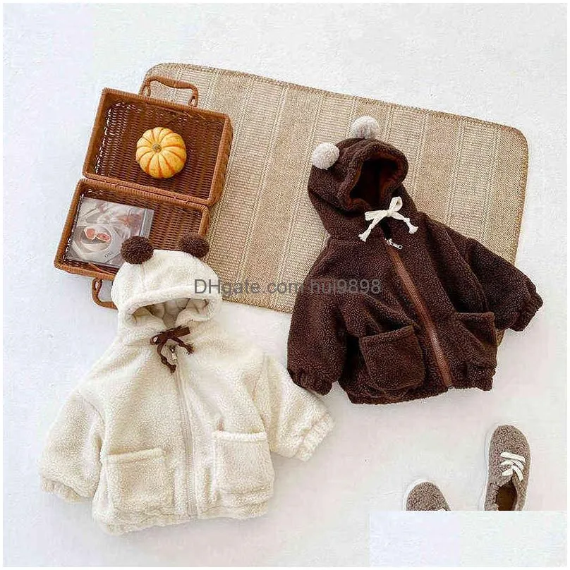 milancel winter kids hoodies fur lining girls sweatshirts fleece girs hooded outfit 2111104244978