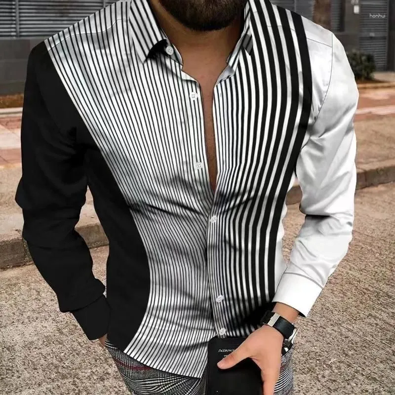 Men`s Casual Shirts Fashion Shirt Polka Dot Plaid Stitching Trendy Buttons Outdoor Street Lapel Plus Size