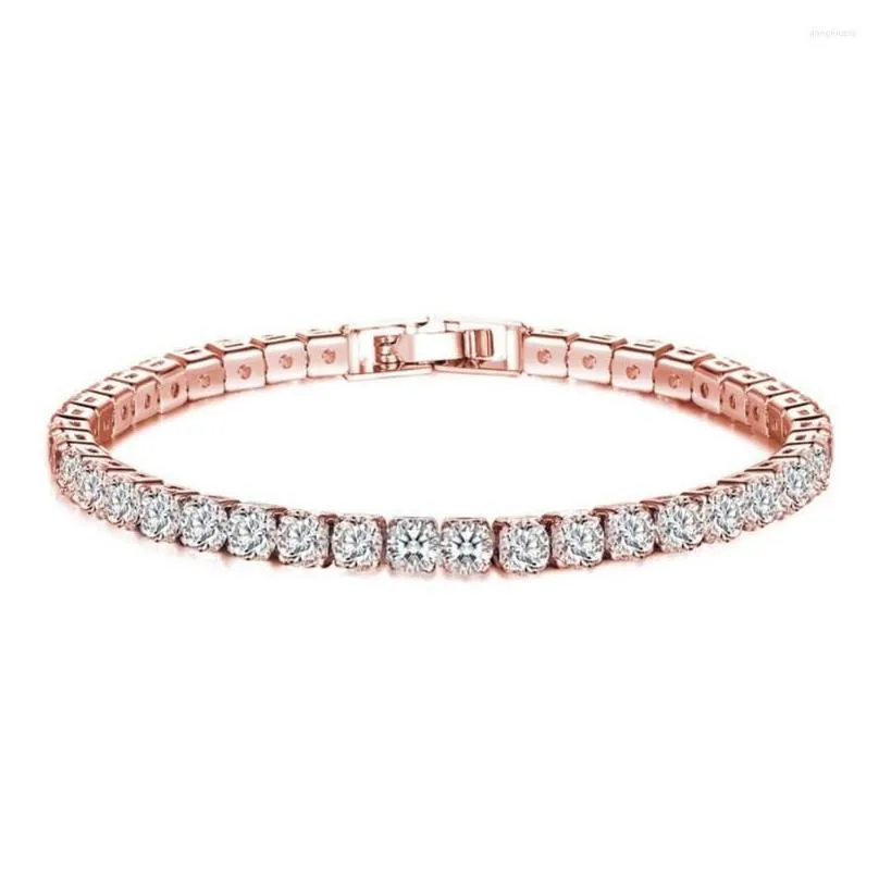 Charm Bracelets 4mm Hip Hop Zircon Bracelet For Men Rock Crystal Chain Women Gold Color Rhinestone Jewelry Wholesale
