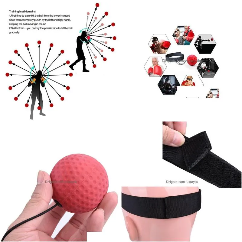 Punching Balls Boxing Reflex Speed Punch Ball Training Hand Eye With Headband Imp Reaction Muay Thai Gym Exercise Equipment1566345 Dro Dhglc