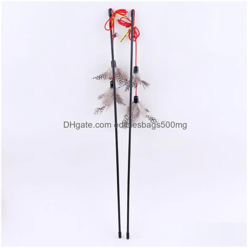 beaded polka dot feather black rod cat toy stick wholesale elastic cat toy plastic cat toy interactive pet supplies