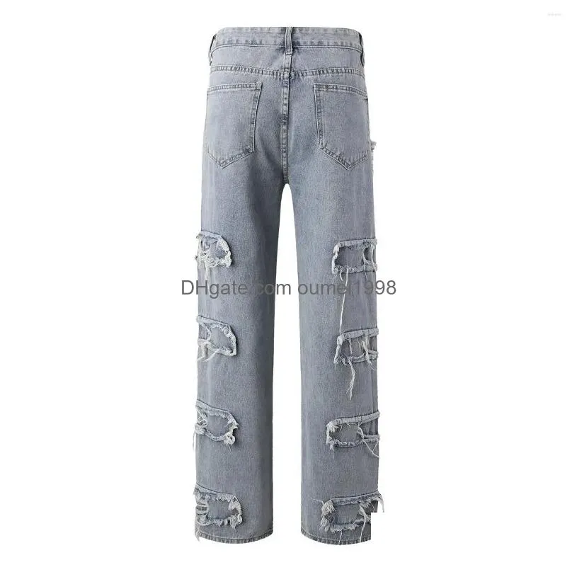 Men`S Jeans Mens Male Clothing Slim Fit Straight Tube Retro Hip Hop Pants Street Of Quality Pantalones Hombre Drop Delivery Apparel Dhboa