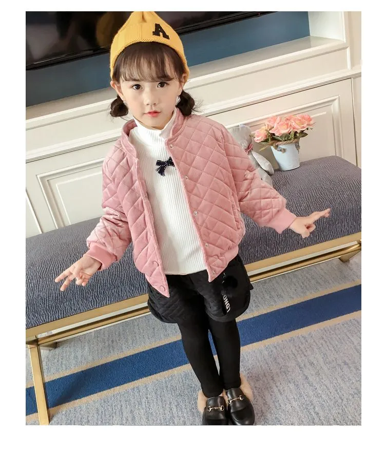 Jackets New Girls Pink Jacket Kids designer clothes Girl Fashion long sleeve Warm Outwear children Winter casual Coat Clothing