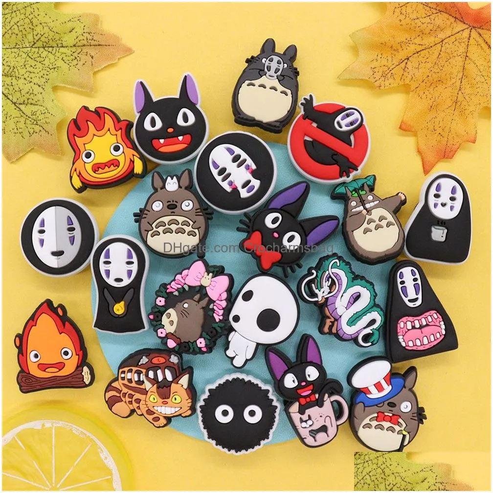 Shoe Parts & Accessories Wholesale 100Pcs Pvc Japanese Character Cat Charms No Face Man Decorations For Adt Bracelet Buckle Clog Birth Dhhwy