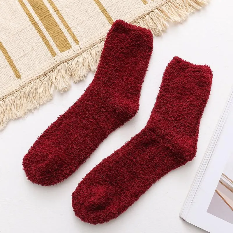 Men`s Socks Style Autumn Winter Thick Casual Women Men Solid Thickening Warm Terry Fluffy Short Cotton Male