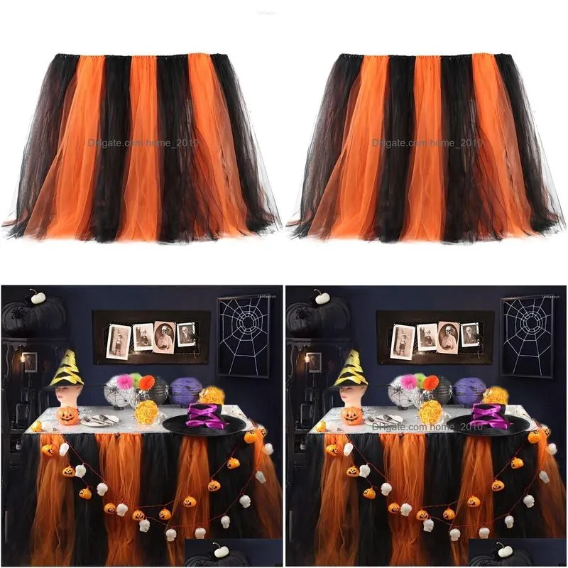 Table Skirt Tle For Rec Cloth Halloween Birthday Party Christening Banquet Decorations Drop Delivery Home Garden Textiles Cloths Dhjnu