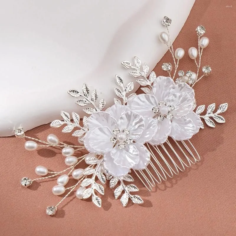 Hair Clips White Flower Comb Women Jewelry Bridal Tiaras Accessories Headpiece Wedding Headband