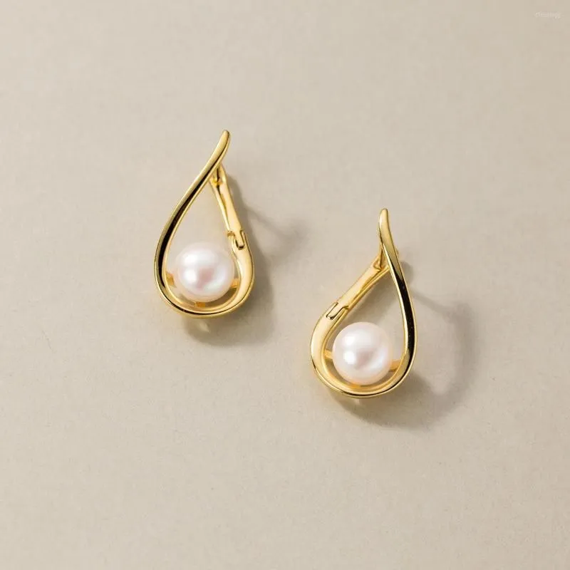 Backs Earrings Genuine 925 Sterling Silver Hollow Water Drop Pearls Clip Hypoallergenic Jewelry For Women Birthday Anniversary Gifts