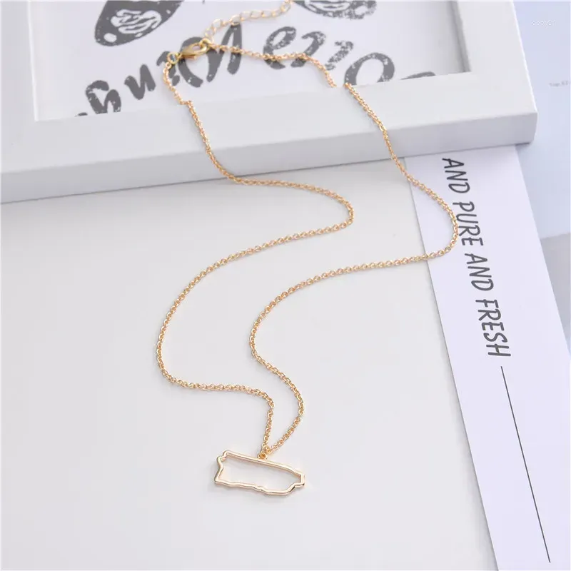 Pendant Necklaces 5 Outline North American Puerto Rico Island Map Necklace Hollow State Geography Country City Hometown Souvenir