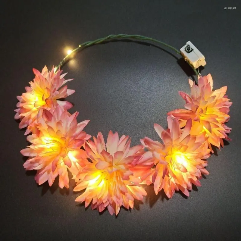 Decorative Flowers Luminous Garland Tourist Attractions Forest Girl Rattan Rose Headwear LED Headband Wedding Party Hair Band