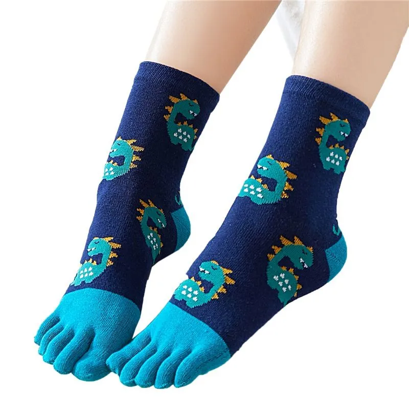 Five Finger Socks Men Cotton Middle Tube Socks Medium Colorful Crew Toe