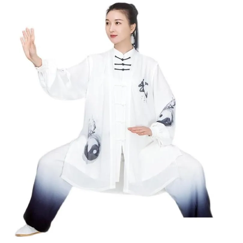 Ethnic Clothing Women Cotton Oriental Vintage Tai Chi Suit Wushu Martial Art Uniform Chinese Style Jacket Pant Morning Exercise