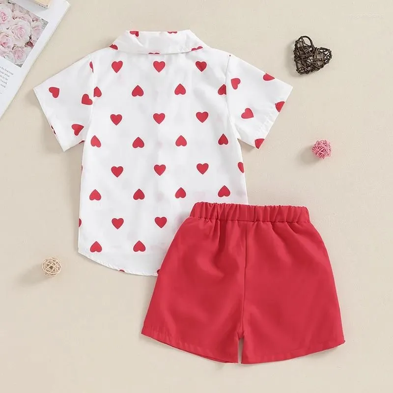 Clothing Sets Toddler Girls Valentine S Day Outfit Embroidered Letter Pattern Short Sleeve Tops Love Heart Print Shorts