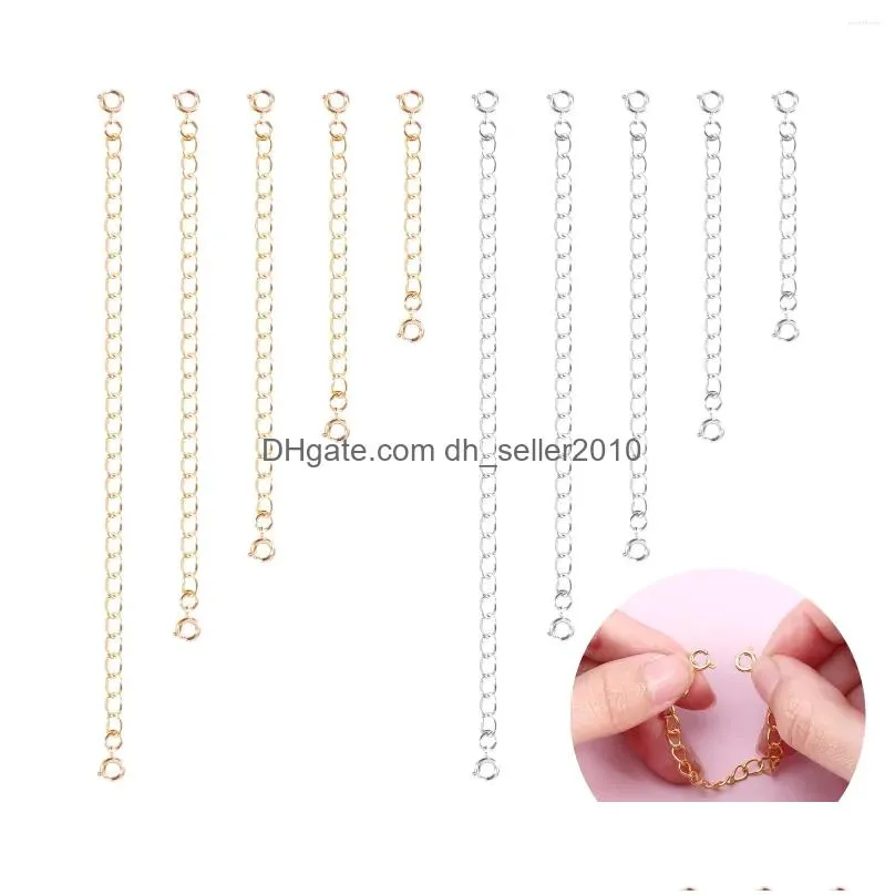 Chains 10Pcs Jewelry Making Accessories Necklace Extension Chain 5 Sizes Extender Bracelet Diy Spring Buckle Anklet Iron Durable Drop Dhpic
