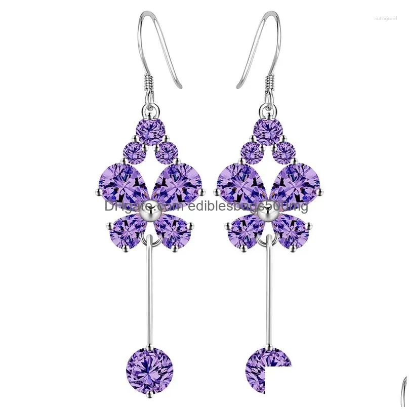 Dangle Chandelier Earrings Luxury Purple Zircon The Butterfly Shape Charm For Women Design Wedding Fashion Jewelry Drop Delivery Ear Dhln9