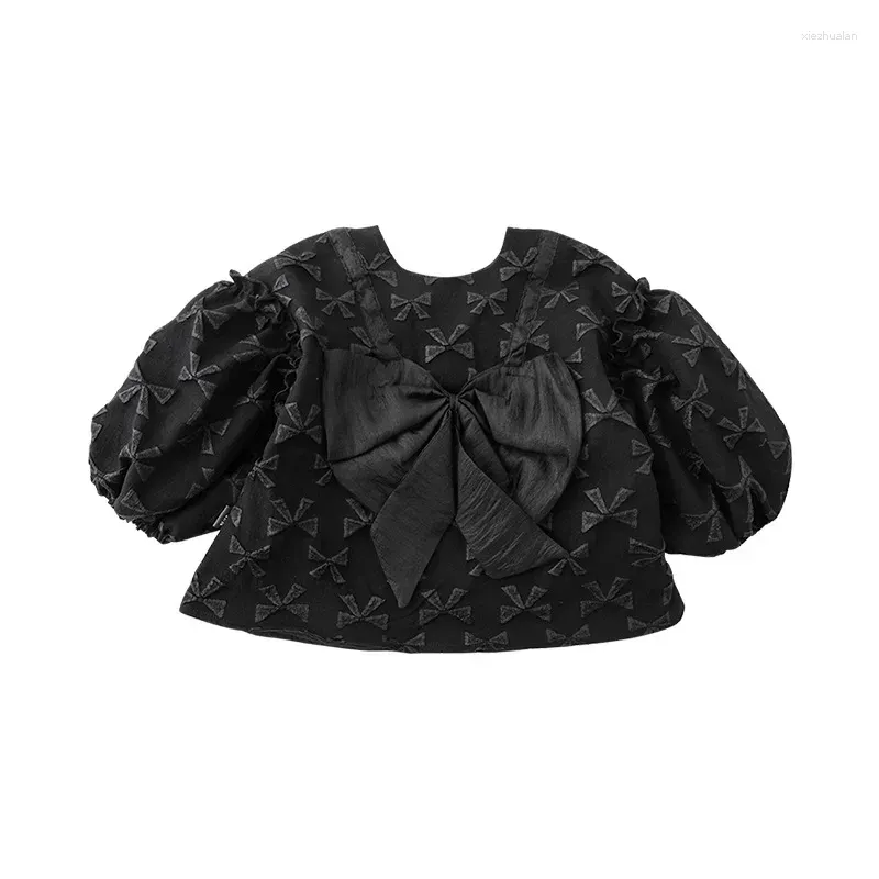 Jackets Girls Blouse Bowknot Lovely And Sweet Princess Style Casual All-match Kids Tops For 2024 Autumn Winter