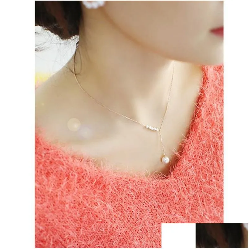 Pearl Pendant Gold Silver Color Chain Women Necklace Korean Drama TV Star Choker Necklaces/bizuteria/collar Perlas/schmuck Chokers