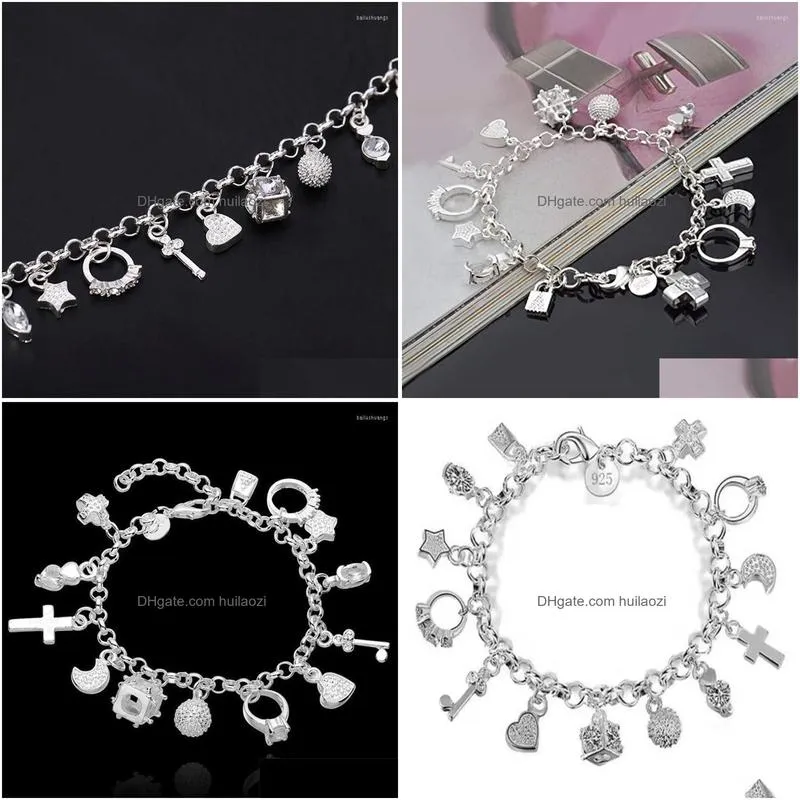 charm bracelets european fashion silver color thirteen tassel zircon pendant bracelet sweet romantic multi- for women gifts