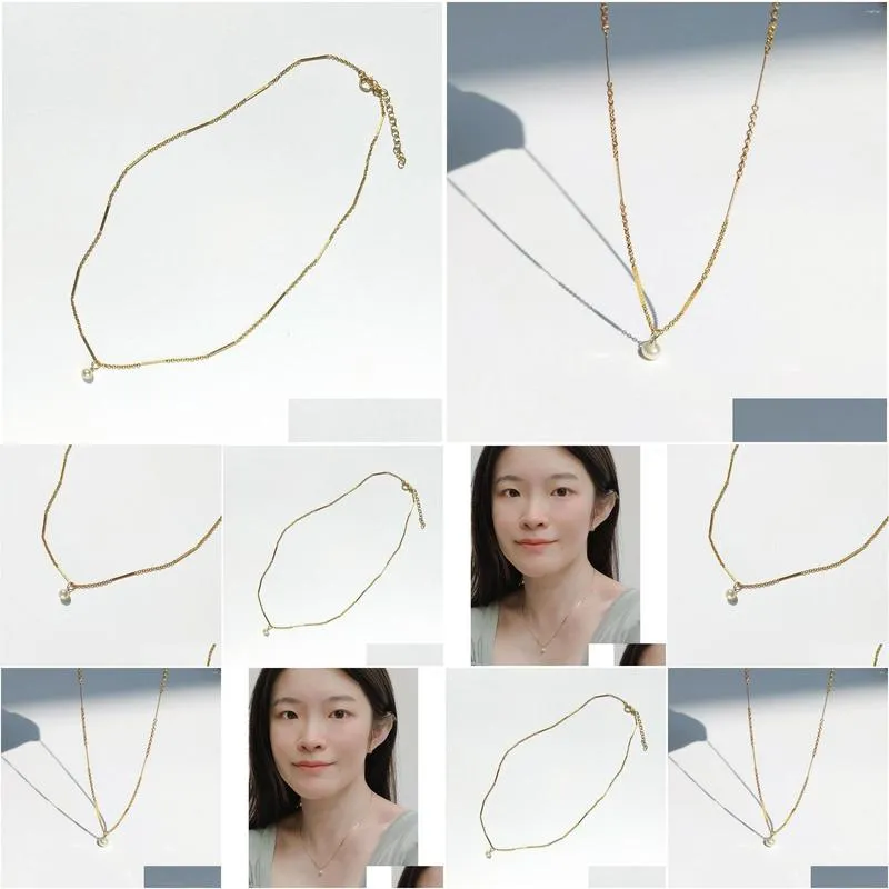 Pendants Lii Ji American 14K Gold Filled Pearl Pendant Necklace 40 5cm Minimalist Simple Boho Choker