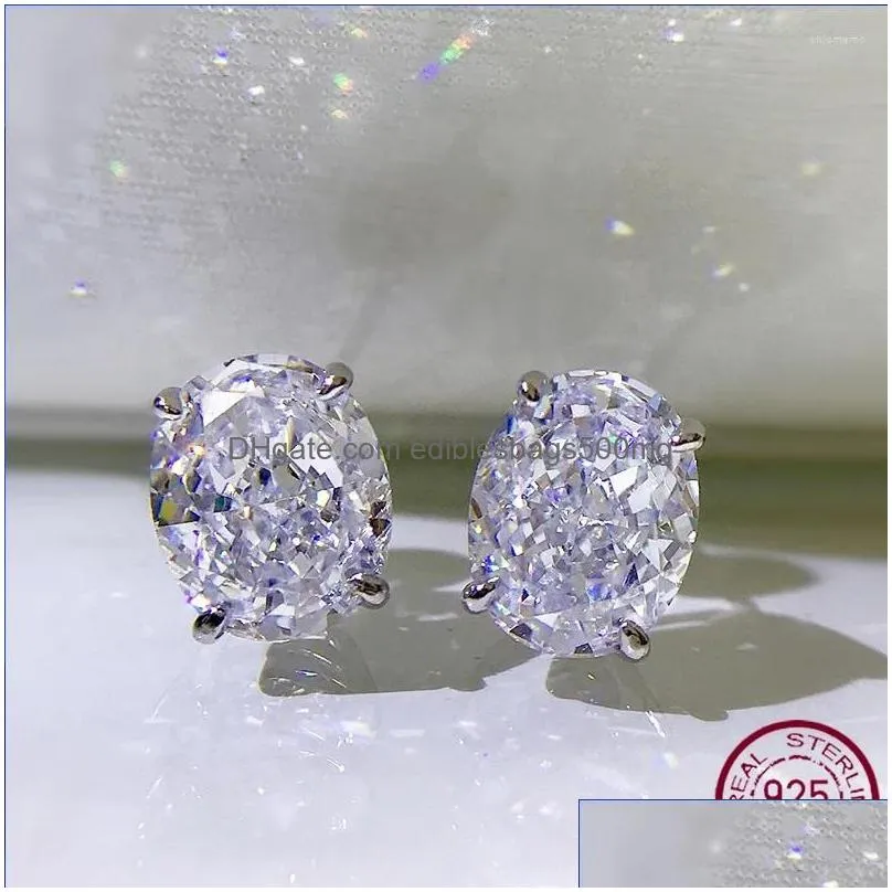 Stud Earrings 2024 High Carbon Diamond Flower Cut With Denier Shape 8 10 Claw Set S925 Sterling Sier Simple And Versatil Drop Delive Dhnqa