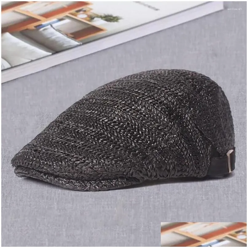 Berets Retro Fashion High Quality Hollow Out Men Hat Regar Fit Summer Caps Sunsn Fishing Supply Drop Delivery Dhpzn