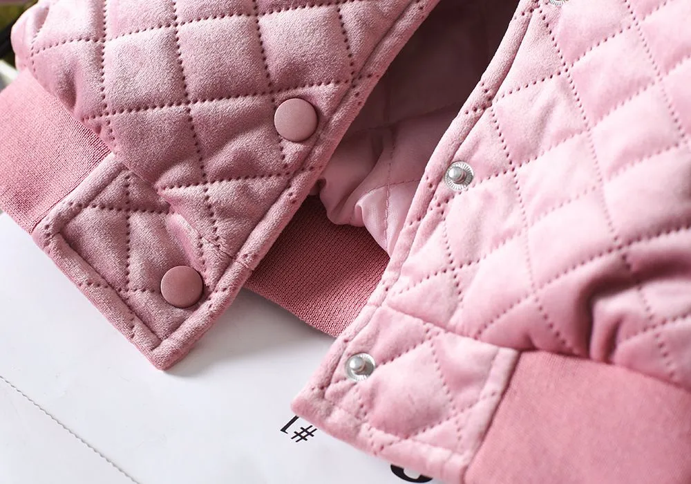 Jackets New Girls Pink Jacket Kids designer clothes Girl Fashion long sleeve Warm Outwear children Winter casual Coat Clothing