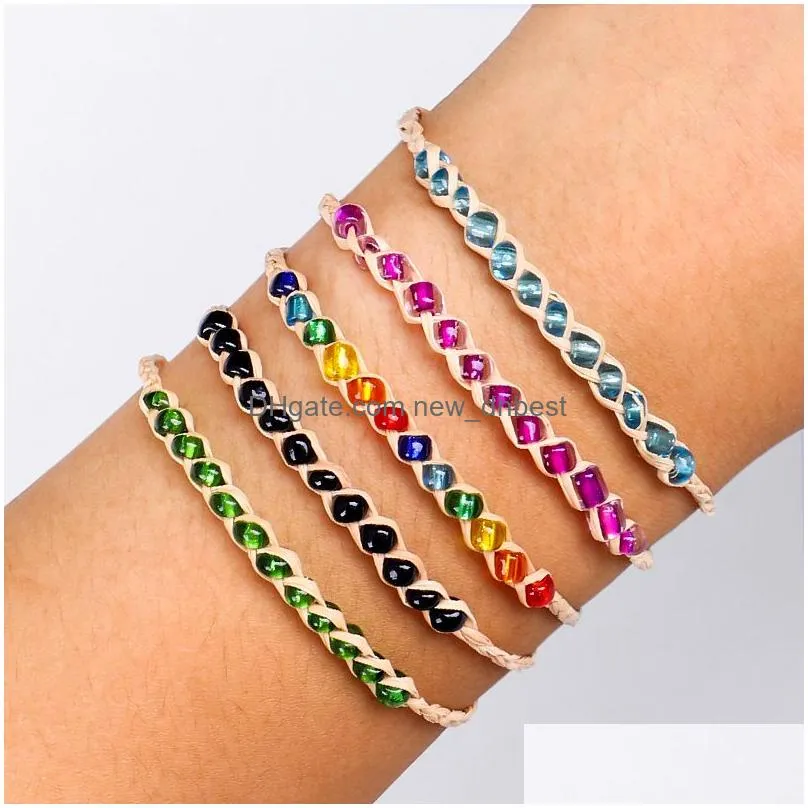 Charm Bracelets New 8 Styles Mix Color Glass Seed Bead Rattan Wrap Vsco Girl Frienship Bracelet Womens Adjustable Jewelry Gifts For D Dhuqb