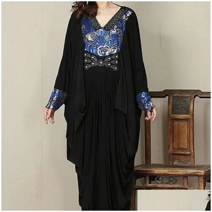 Ethnic Clothing Chinese Style Vintage Women Clothes 2022 Fashion Long Dress Loose Casual Plus Size Maxi Robe Femme 10441