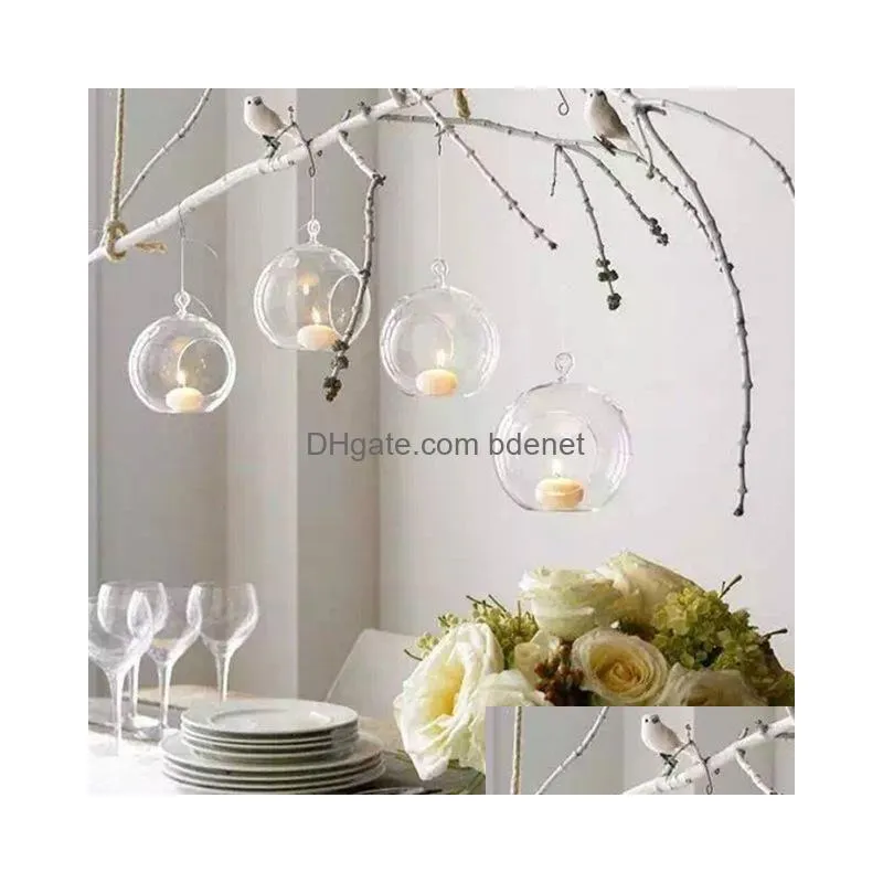 Candle Holders 12Pcs Brand Hanging Tealight Holder Glass Globes Terrarium Wedding Candlestick Vase Home El Bar Drop Delivery Dhvff