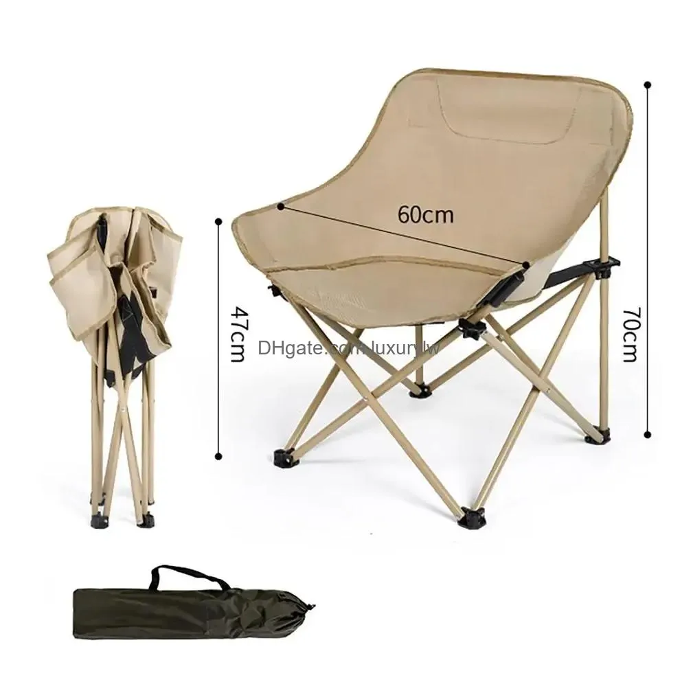 Fishing Accessories Chairs Cam Lawn Portable Chair Support 150Kg Foldable Backpacking 600D Oxford Cloth Add Aluminum Drop Delivery Spo Dhude