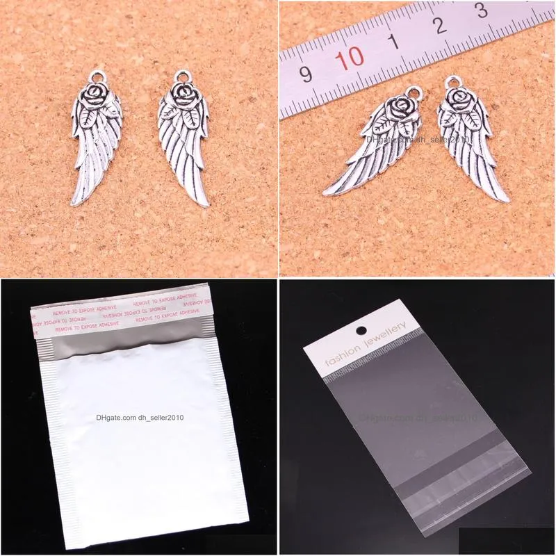 Charms 53Pcs Antique Sier Plated Angel Wings Pendants For European Bracelet Jewelry Making Diy Handmade 30X12Mm Drop Delivery Findings Dhcaa