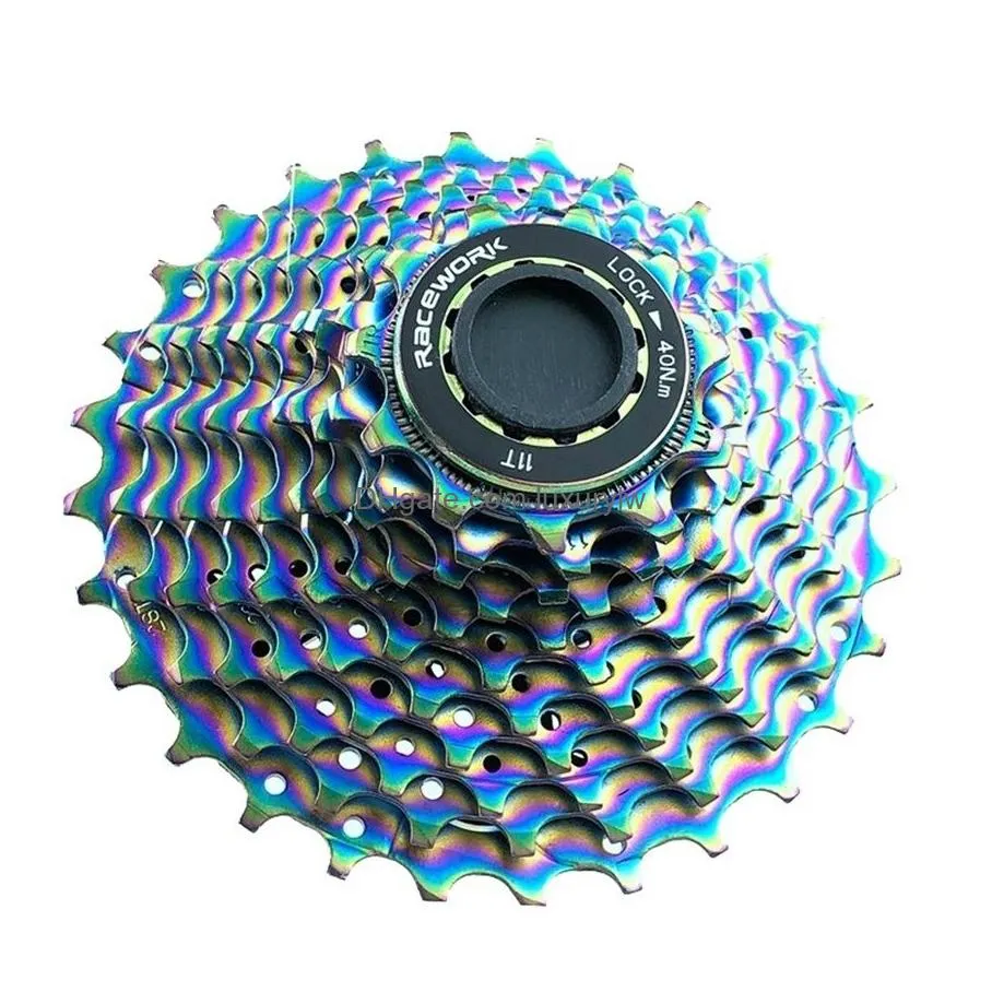 Bike Freewheels & Chainwheels Wheels Racework Road 11 Speed Cassette 28T 32T Bicycle Wheel Gold Sier Colorfl Flywheel For Shimamo Drop Dh5Ld