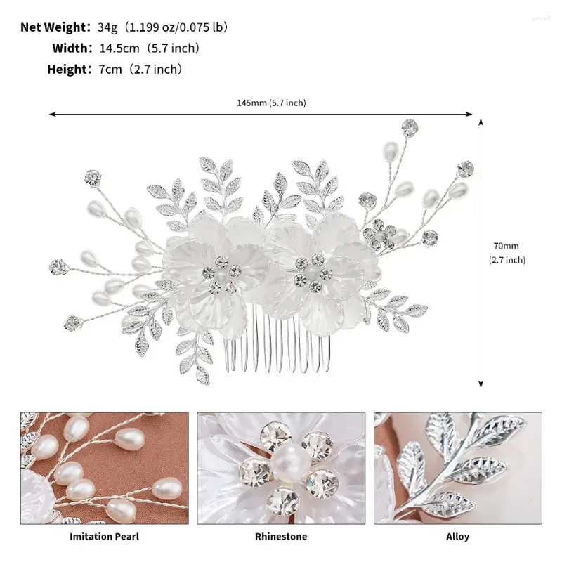 Hair Clips White Flower Comb Women Jewelry Bridal Tiaras Accessories Headpiece Wedding Headband