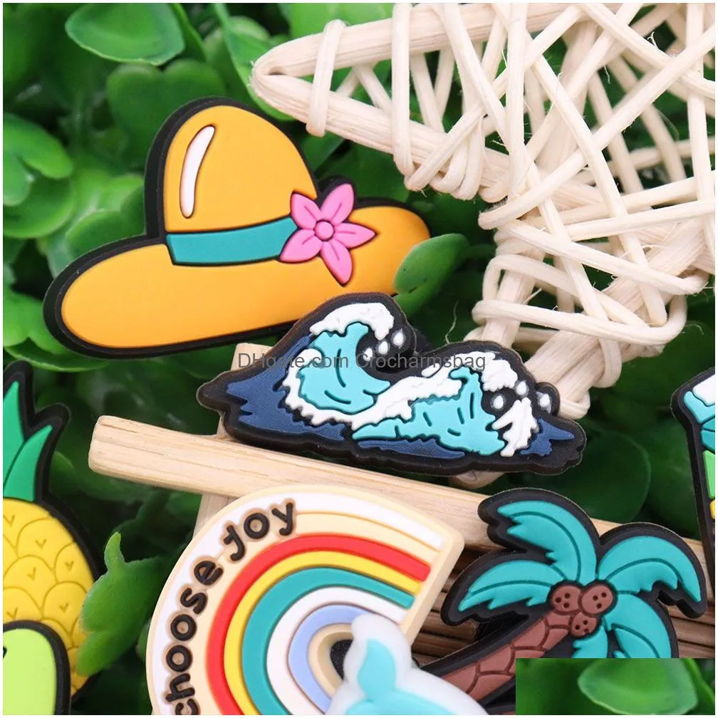 Shoe Parts & Accessories Wholesale 100Pcs Pvc Summer Style Coconut Tree Crab Garden Buckle Watermelon For Kids Charms Button Clog Drop Dhfnc