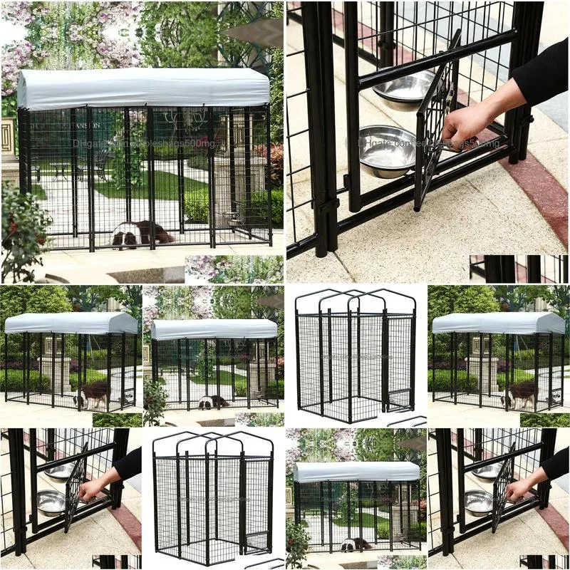 pet fence wire dog cage large dog outdoor with canopy non-perforated diy pet cage mesh factory outlet