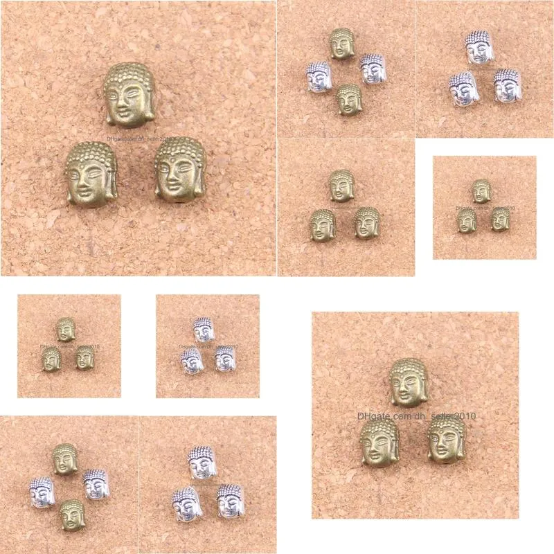 Charms 55Pcs Antique Sier Bronze Plated Buddha Head Pendant Diy Necklace Bracelet Bangle Findings 11X9X7Mm Drop Delivery Jewelry Compo Dhkf6