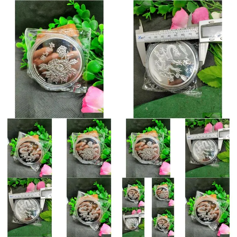 Arts And Crafts Chinese Shanghai Mint 5 Oz Zodiac Dragon Sier Commemorative Medallion Drop Delivery Dhsqz