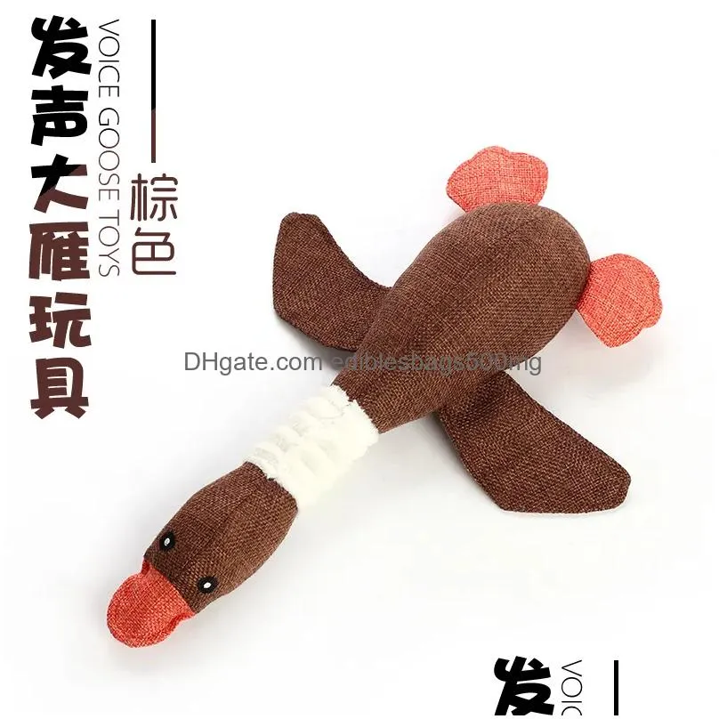 pet toys linen sounding wild goose grinding teeth bite resistant animal plush dog toys cross-border factory direct sales