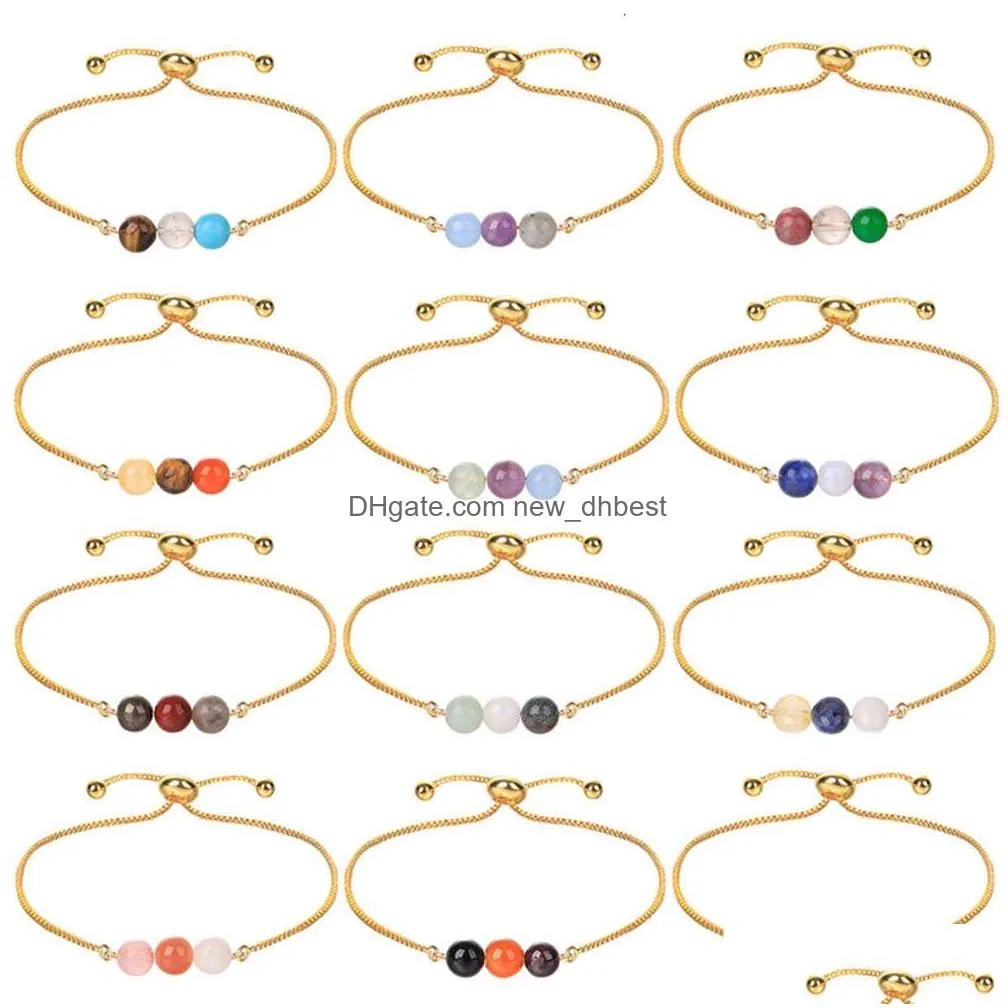 Beaded New Twee Constellations Moonstone Bracelet Purple Crystal Moonlight Stone Combination Beads Colorf Box Chain Bracelets Female Dhwcj