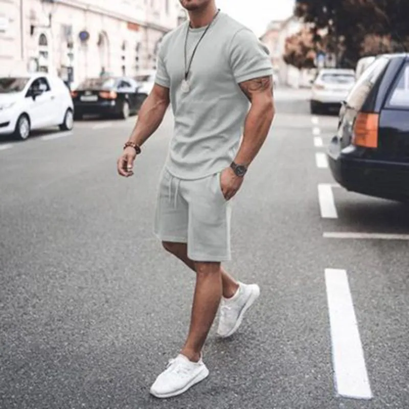 Men`s Tracksuits summer short-sleeved shorts sports and leisure suits