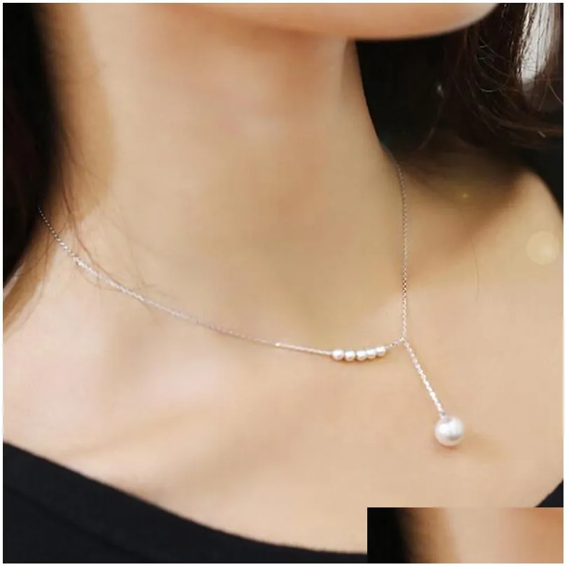 Pearl Pendant Gold Silver Color Chain Women Necklace Korean Drama TV Star Choker Necklaces/bizuteria/collar Perlas/schmuck Chokers